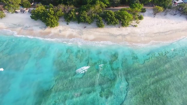 4K Aerial Drone top down footage of Beautiful tropical Island and beach - Stock Video