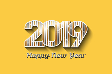 2019 New Year in Gold and Silver colors - Vector Illustration
