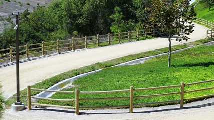 wooden fence in the park