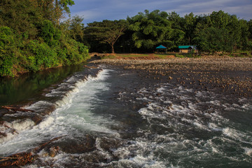Nature view of river and hanging bridge at Kota Belud, Sabah, Malaysia 