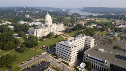 Aerial View State Capitol Building Grounds Arkansas River Little Rock