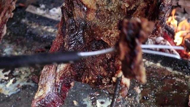 Close in brazilian beef rib, Brazilian Gaucho barbecue.