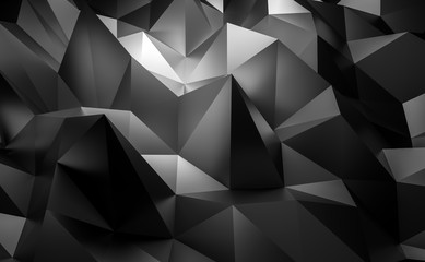 3d black tech geometric Low poly corporate illustration background.