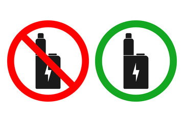 NO VAPING sign. ELECTRONIC CIGARETTES ALLOWED sign. Vector.