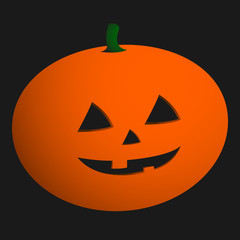 Halloween smiling pumpkin on black background. Jack o'Lantern realistic 3D illustration. Vector.