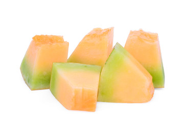 sliced musk melon isolated on white background