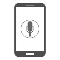 Smartphone with microphone on touchscreen. Vector.