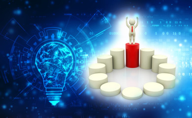 Winner, Leader Concept, Business man top of the Spiral Stairs, Business Success Concept. 3d render