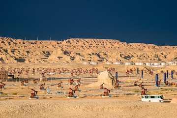 oil field on yardang landforms