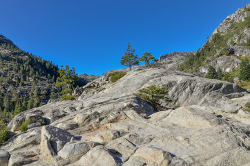 granite rocks of Sierra Nevada mountains surrounding Lake Tahoe El Dorado county, California