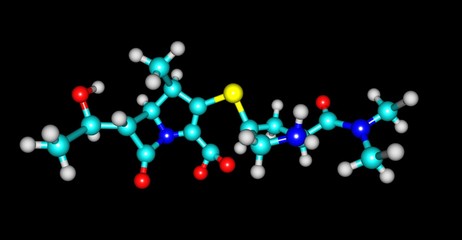 Meropenem molecular structure isolated on black