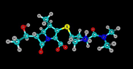 Meropenem molecular structure isolated on black