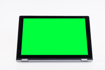 Laptop or notebook with chroma green display on a isolated background