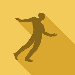 Fototapeta na wymiar Drunkard young businessman walking. Social problem concept. Web icon with long shadows for application