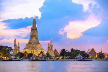 Wat Arun temple during sunset in bangkok,Thailand,one of famous landmark of Bangkok,Thailand.