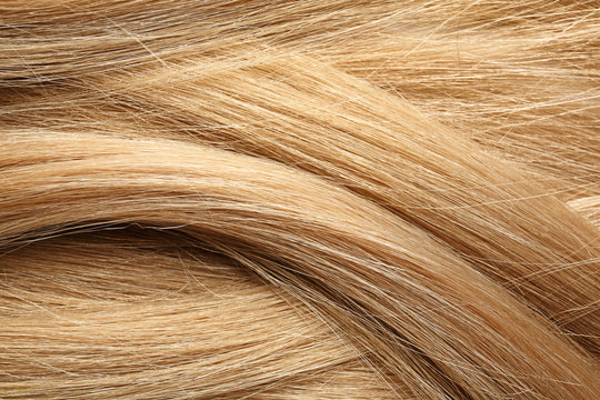 Texture Of Healthy Blond Hair As Background, Closeup