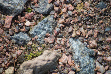 Background of gravel and stones on the ground, macro
