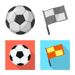 Isolated object of soccer and gear logo. Set of soccer and tournament stock vector illustration.