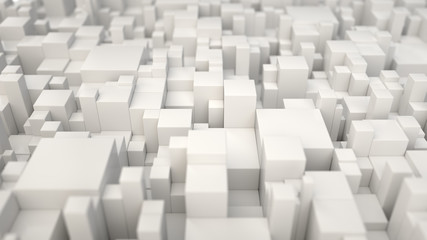 Pattern from white cubes of different sizes