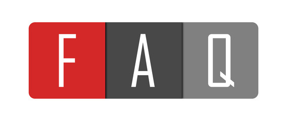 Fototapeta premium Faq - clear white text written in red and gray boxes on white background