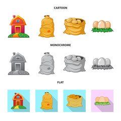 Vector illustration of farm and agriculture symbol. Collection of farm and plant stock vector illustration.