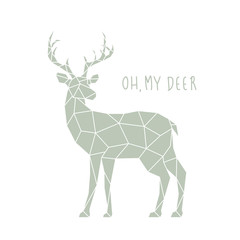 Abstract polygonal Deer. Geometric animal illustration. Reindeer side view. Scandinavian style. Vector design template.