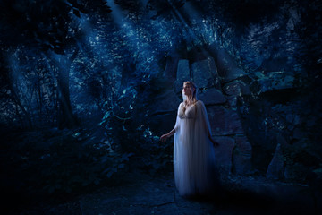 Elf girl in night forest version