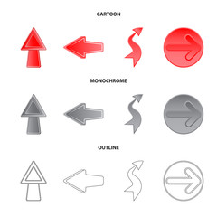 Vector illustration of element and arrow logo. Collection of element and direction stock vector illustration.
