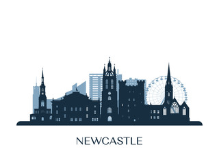 Fototapeta premium Newcastle skyline, monochrome silhouette. Vector illustration.