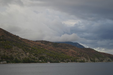 landscape with lake and mountains