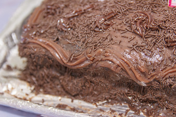 Chocolate cake with 7 year candle