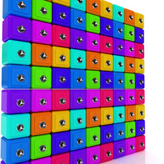 Many colorful safes. 3d render