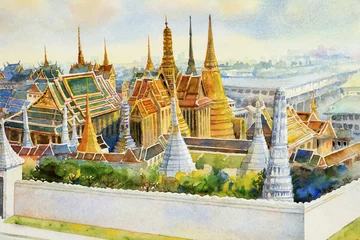 Foto op Canvas Grand palace and Wat phra keaw Bangkok, Thailand. © Painterstock