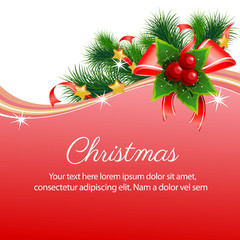 Fototapeta na wymiar colorful happy christmas ribbon decoration poinsettia