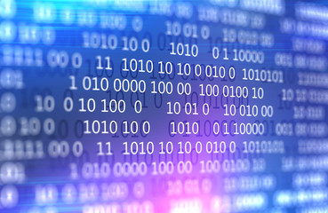 White lines of code over purple background