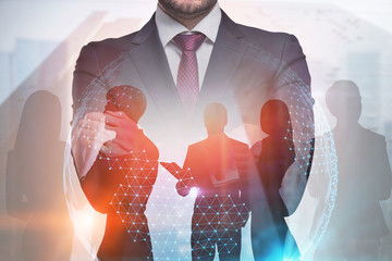 International business team global world, leader