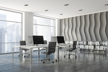 Wave pattern open plan office corner