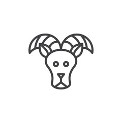 Aries zodiac outline icon. linear style sign for mobile concept and web design. Sheep, ram line vector icon. Symbol, logo illustration. Pixel perfect vector graphics
