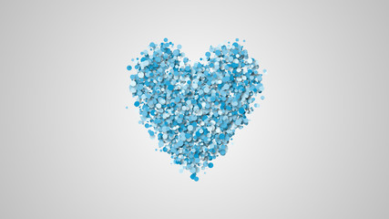 valentines day greeting card, heart shape of many particles