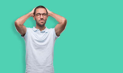 Fototapeta premium Depressed young man posing