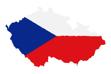 Map of Czech Republic with Flag. Hand Painted with Brush. Vector Illustration.