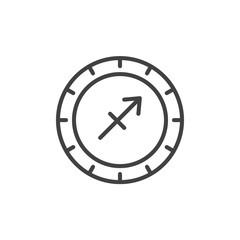 Sagittarius zodiac outline icon. linear style sign for mobile concept and web design. Astrology horoscope simple line vector icon. Symbol, logo illustration. Pixel perfect vector graphics