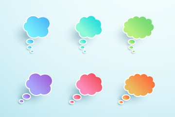 Vector 3d Colorful Thought Bubble Shapes Set
