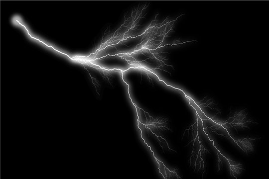 Lighting. Vector llustration of realistic lighting thunderbolt on black background