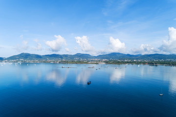 Aerial view drone shot of beautiful tropical sea phuket island,asia thailand