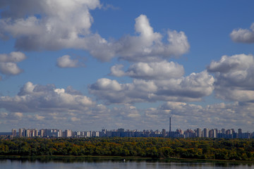 Obraz premium NATURE AGAINST URBANIZATION, cityscape, clouds, background