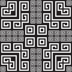 Seamless monochrome pattern. Fashion textile print with greek design. Greece meander fabric background.