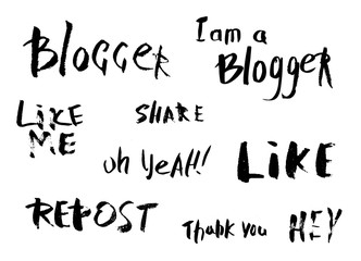 Hand lettering for social media networks. Vector illustration.