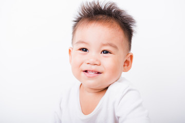 Asian portrait happy kid boys 1 year 6 months smile