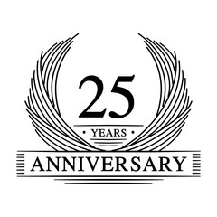 25 years design template. 25th anniversary. Vector and illustration.
